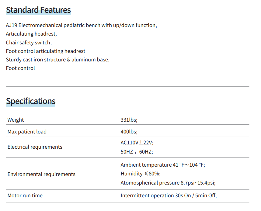 AJ19 Pediatric Bench