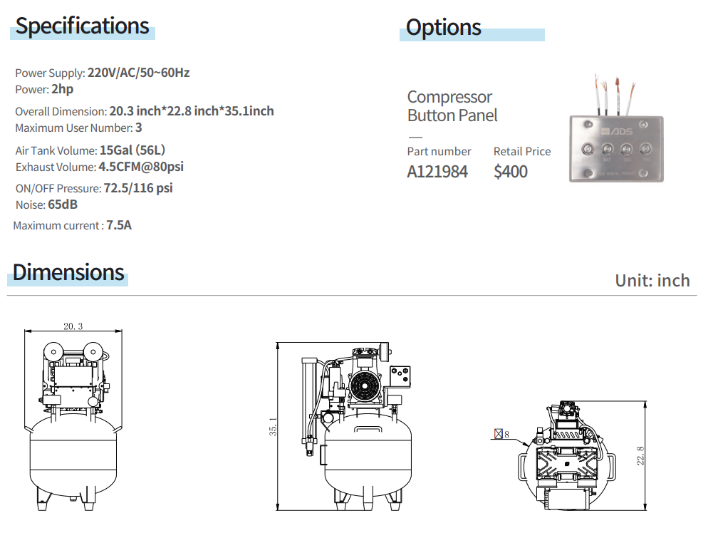 AT300 Oil Free Air Compressor