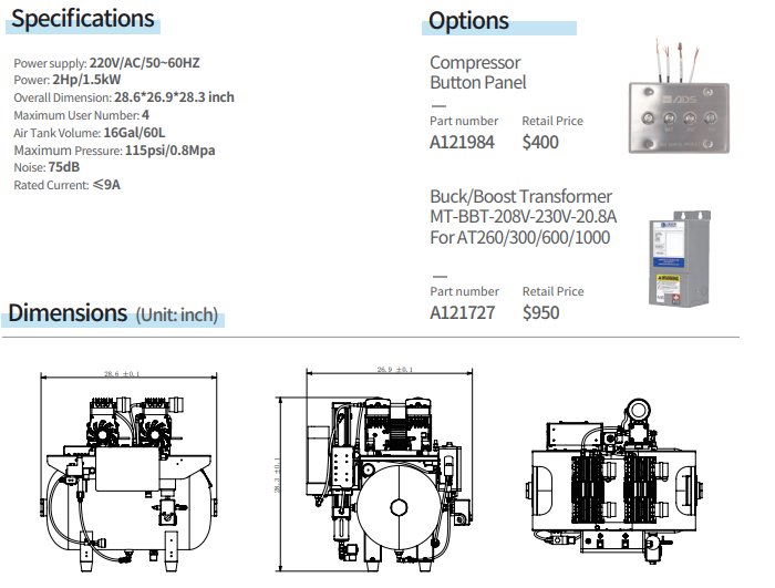 AT400 Oil Free Air Compressor (New Design)