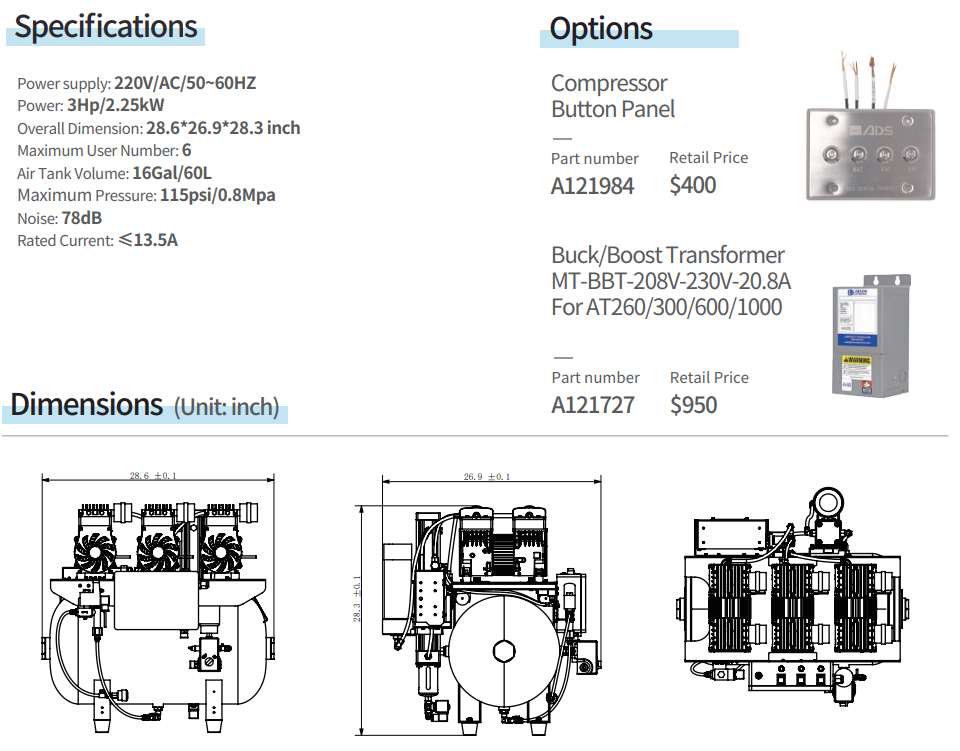 AT600 Oil Free Air Compressor (New Design)