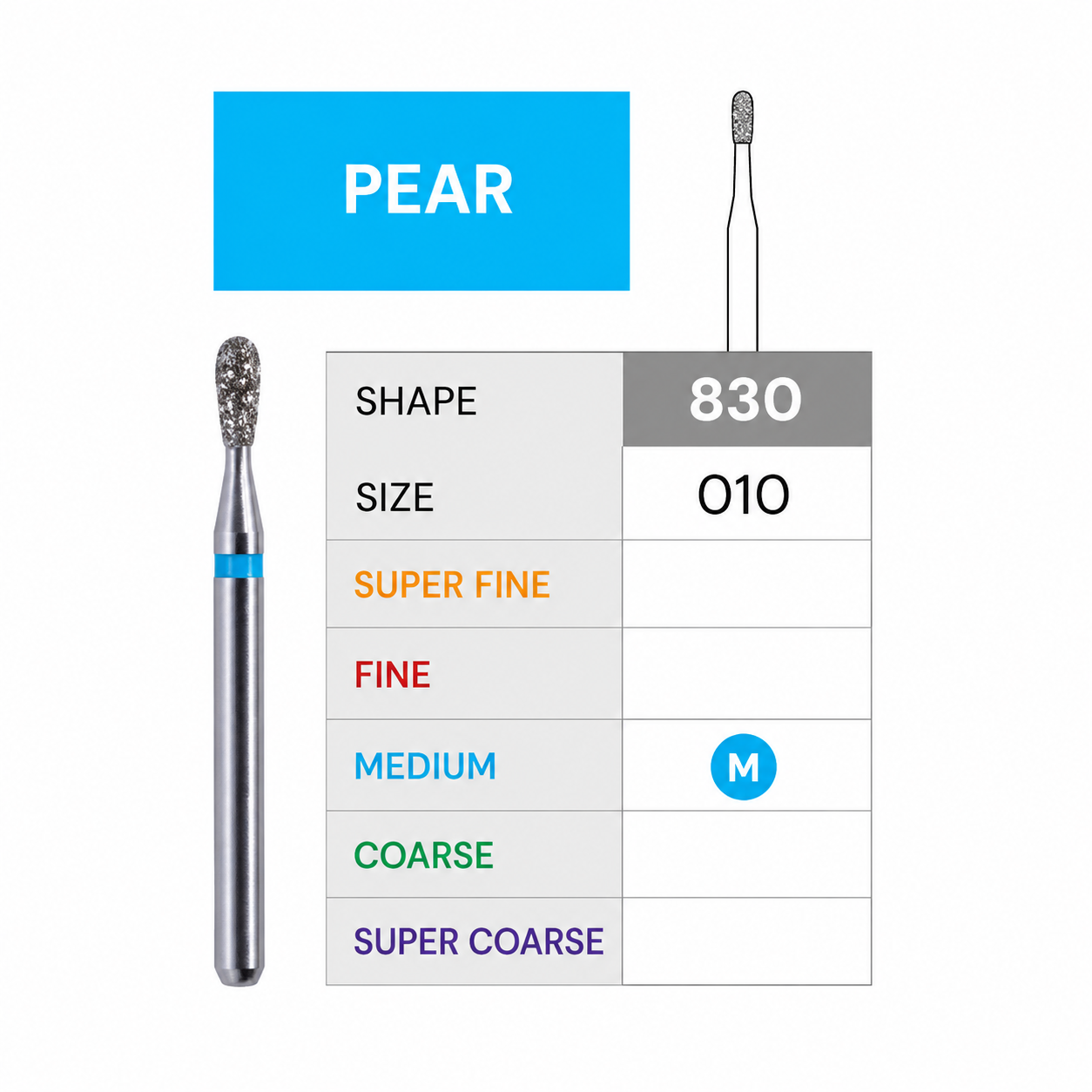 3D Dental SABUR Operatory Diamond Burs (PEAR)