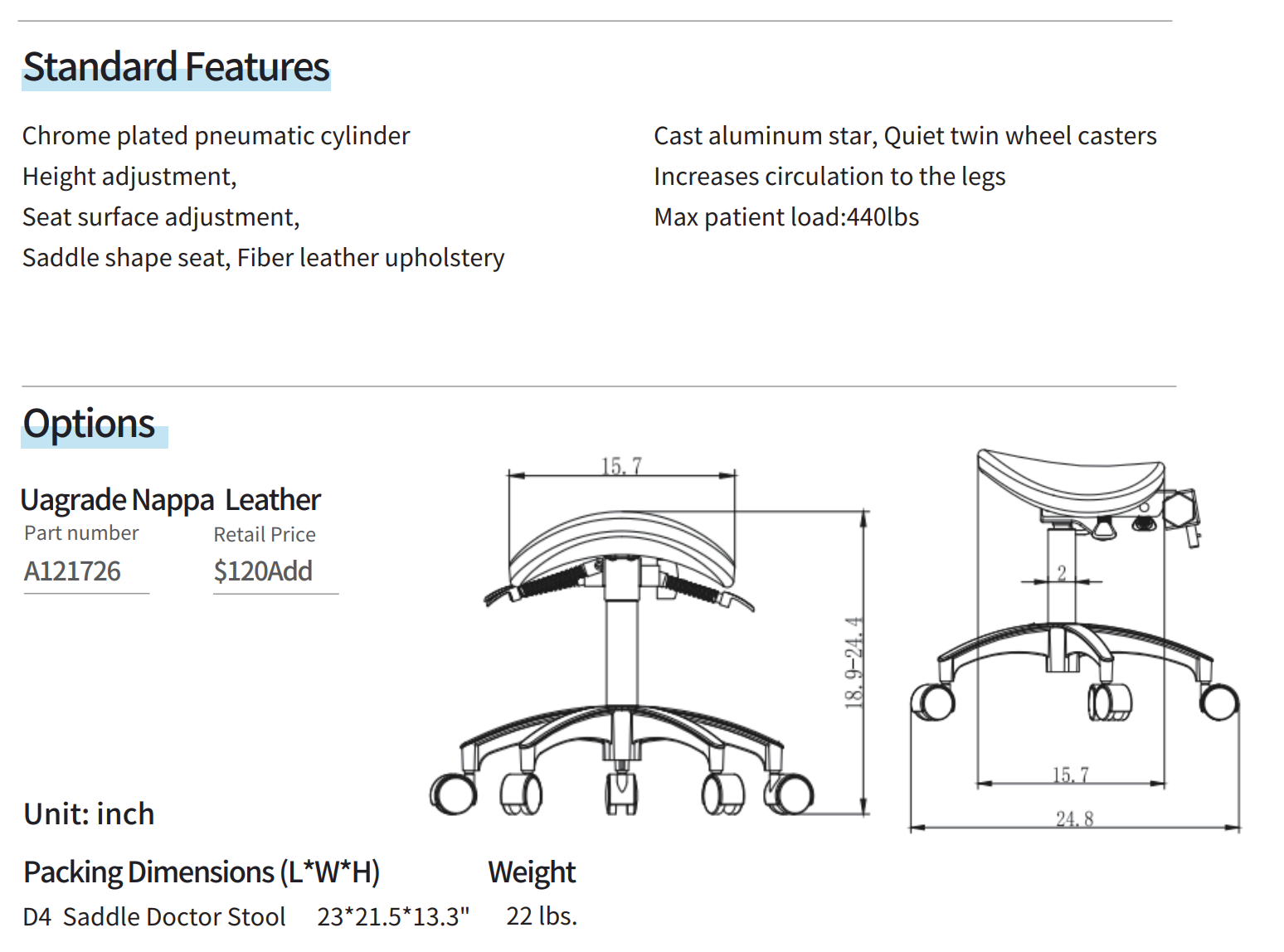 D4 Saddle Doctor Stool (Nappa leather)