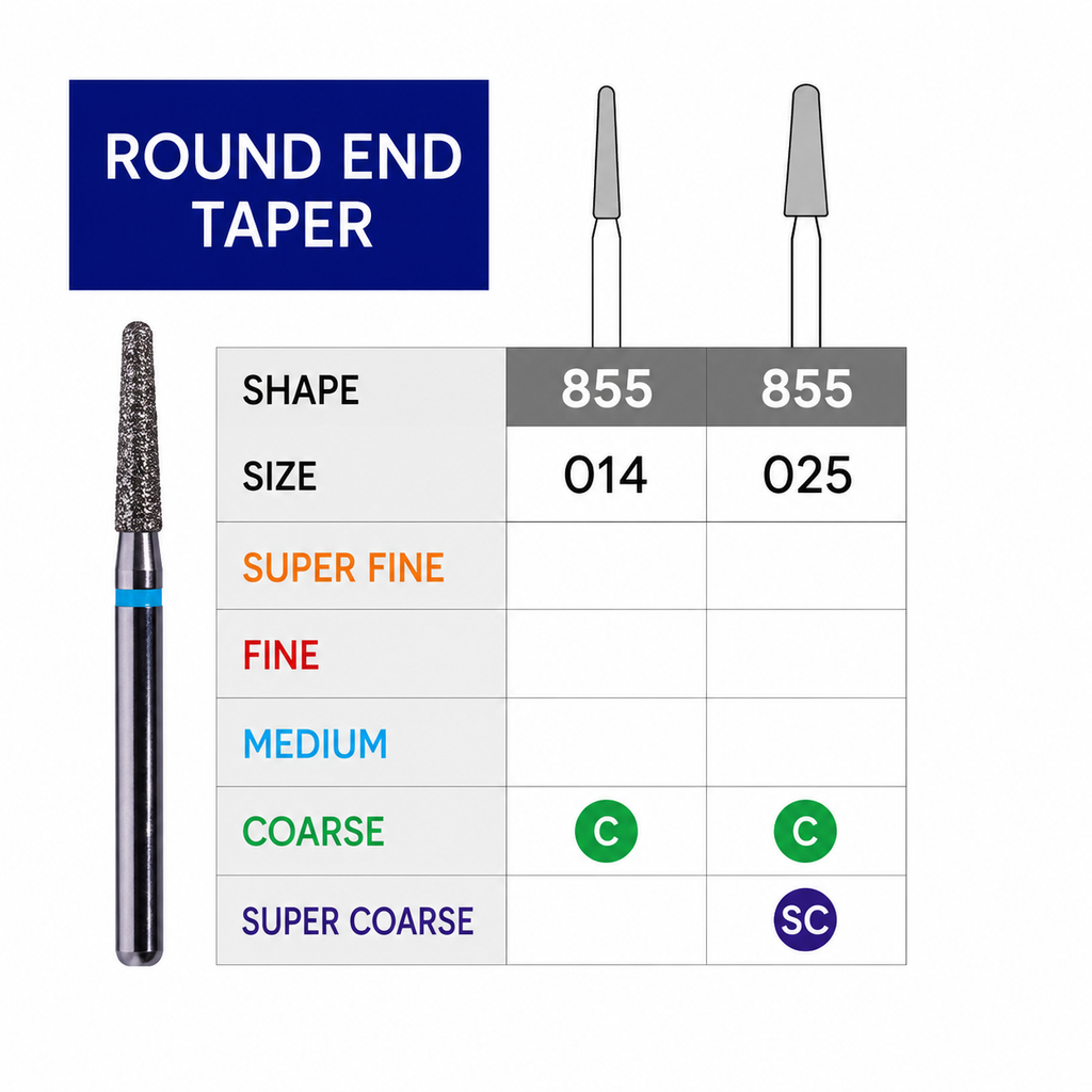 3D Dental SABUR Operatory Diamond Burs (ROUND END TAPER)