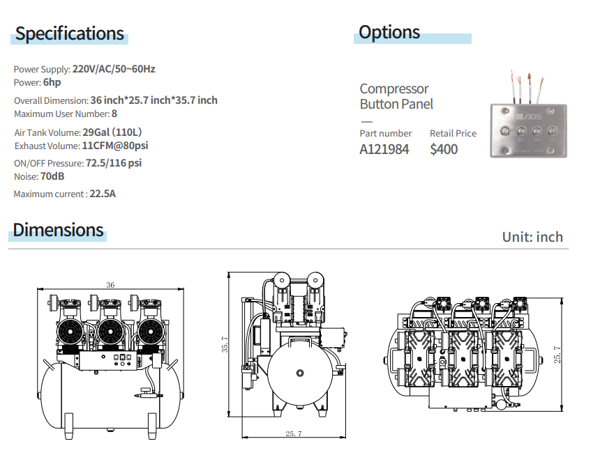 AT1000 Oil Free Air Compressor