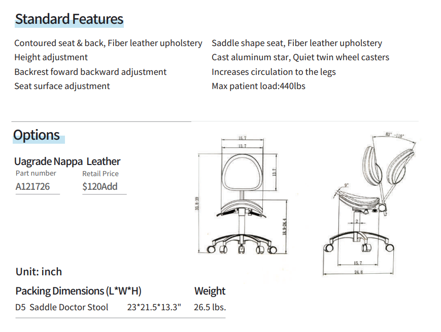 D5 Saddle Doctor Stool (Nappa leather)