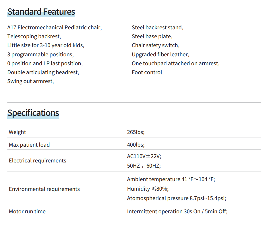 AJ17 Pediatric Chair