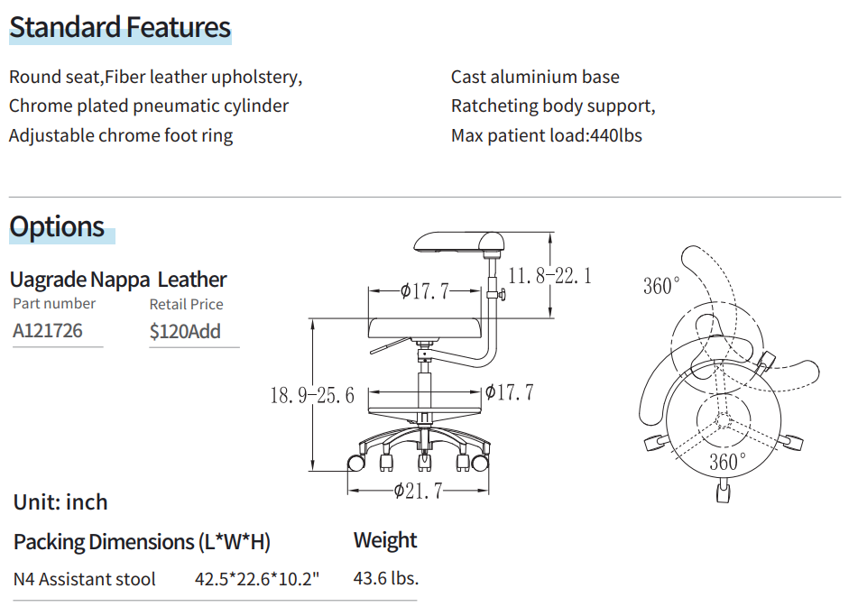 N4 Assistant Stool (Nappa leather)