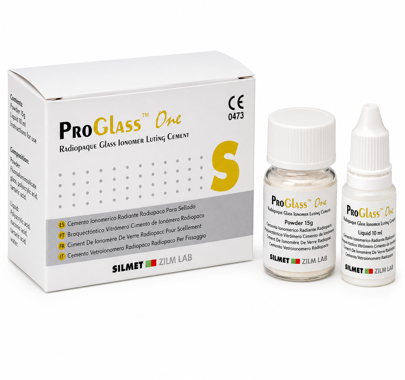 Silmet ProGlass One 1:1 Pkg: 17Gm Powder, 7ml Liquid. (500-171001)