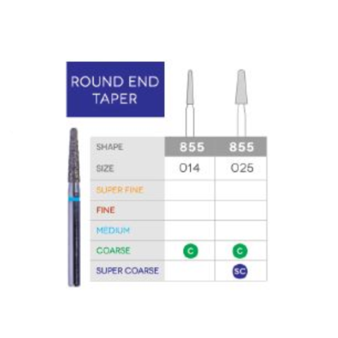 3D Dental SABUR Operatory Diamond Burs (ROUND END TAPER)