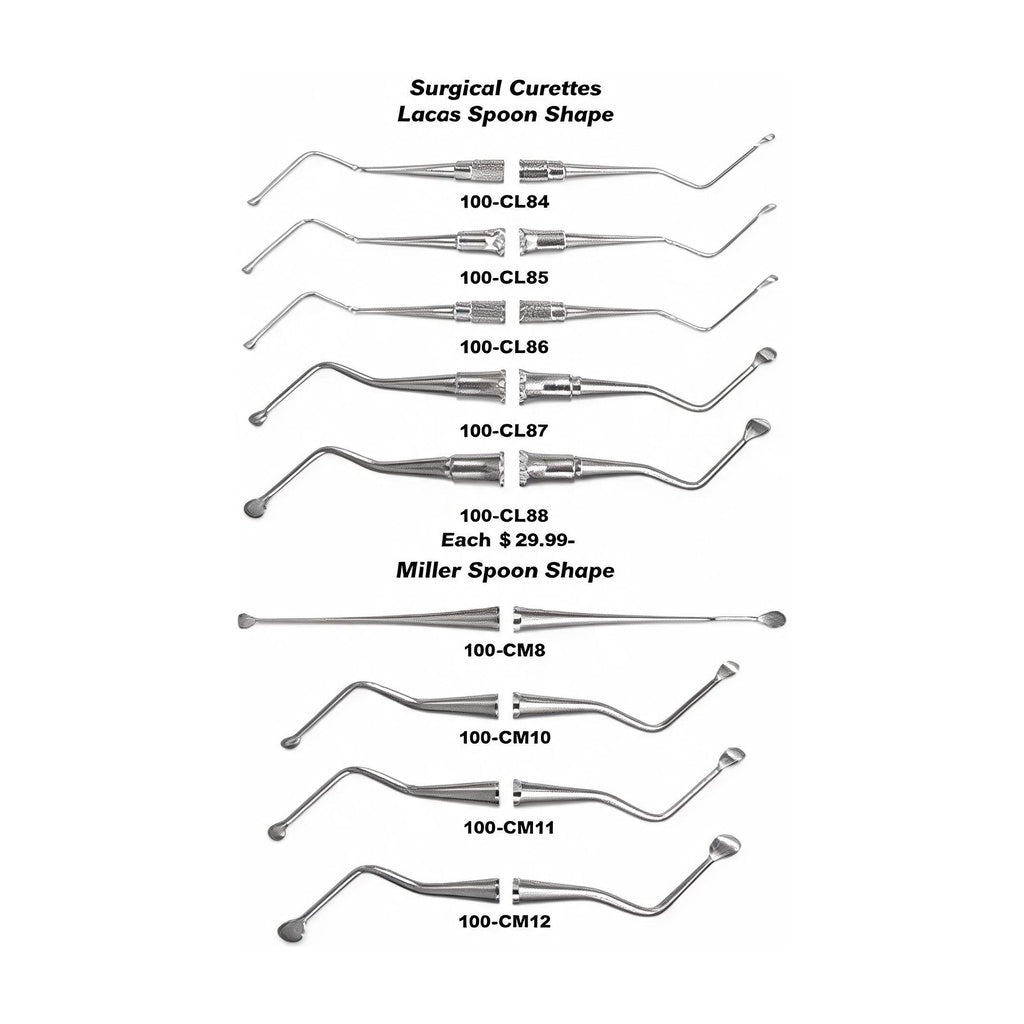 USA Delta Surgical Curettes Lucas and Miller Shape Spoon